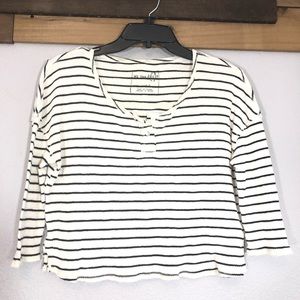 Free people  whites black stripe crop small sleeve